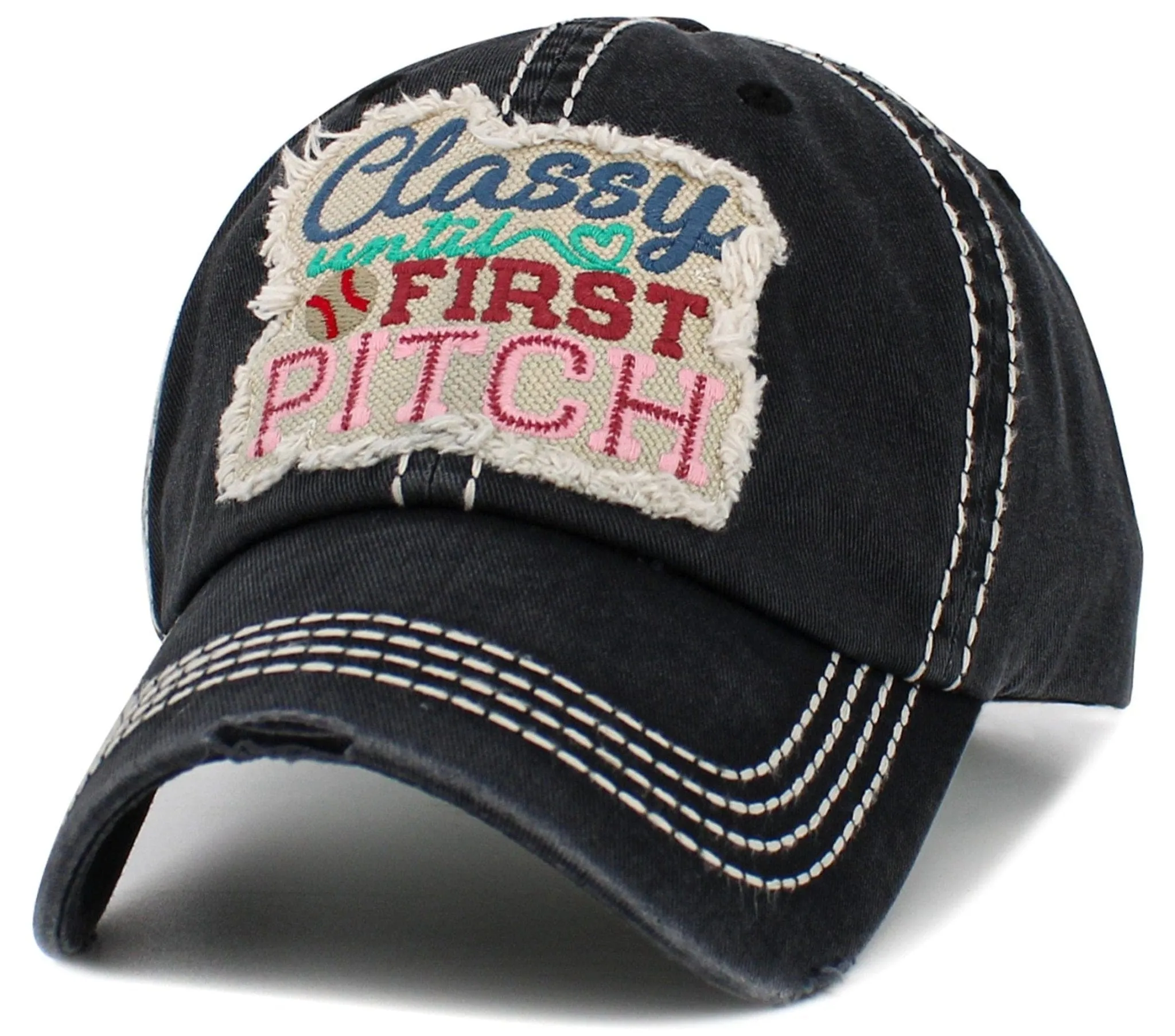 KBV1593 Classy Until First Pitch Vintage Baseball Cap