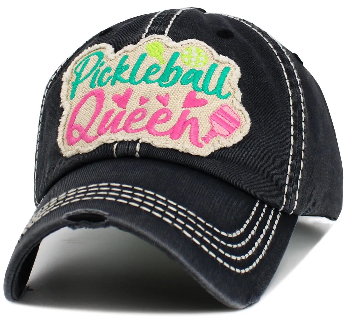 KBV1602 "Pickleball Queen" Vintage Washed Baseball Cap