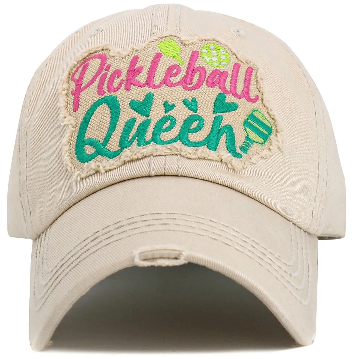 KBV1602 "Pickleball Queen" Vintage Washed Baseball Cap