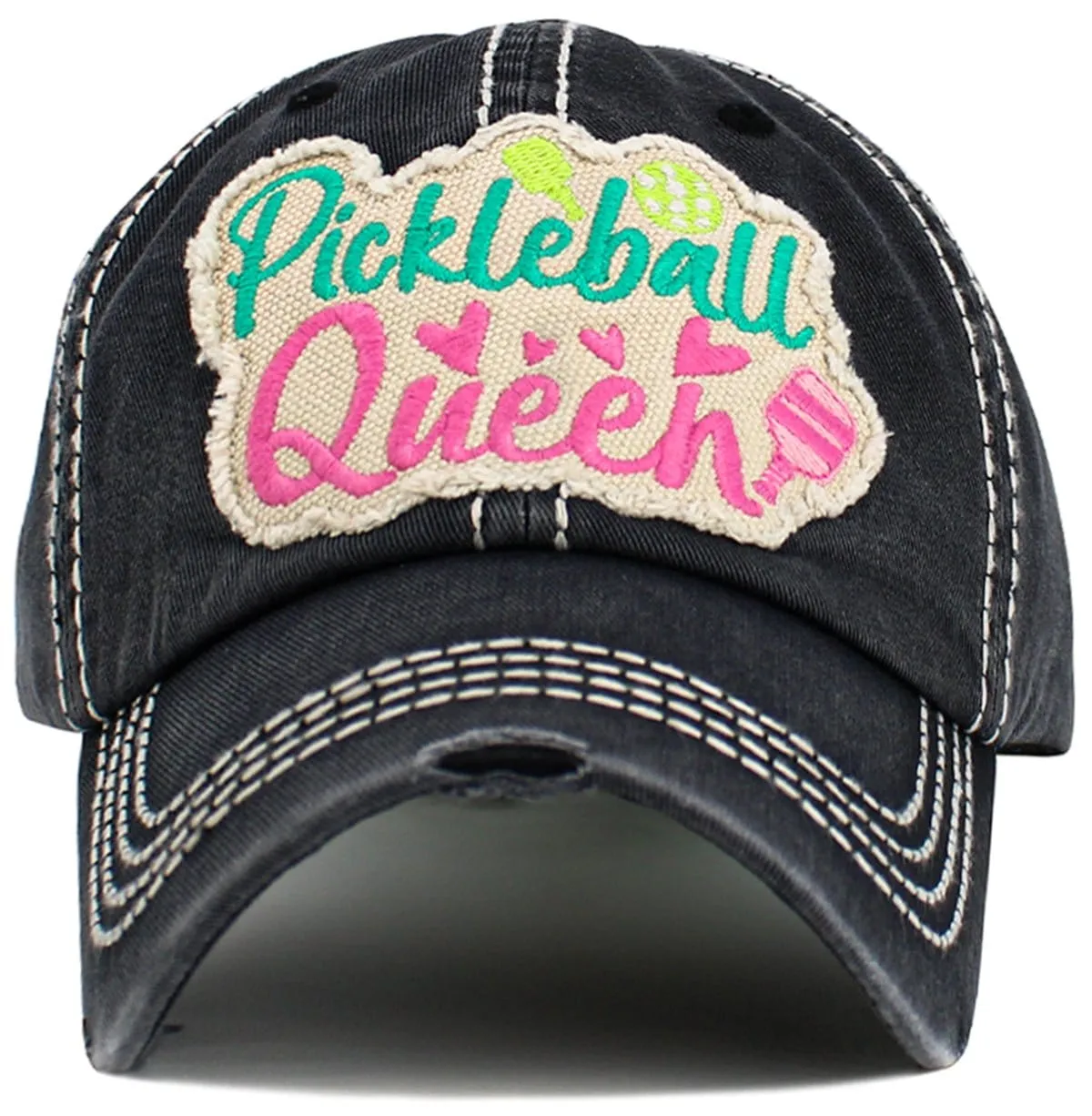 KBV1602 "Pickleball Queen" Vintage Washed Baseball Cap