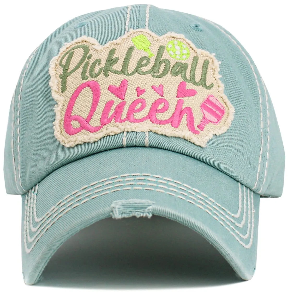 KBV1602 "Pickleball Queen" Vintage Washed Baseball Cap