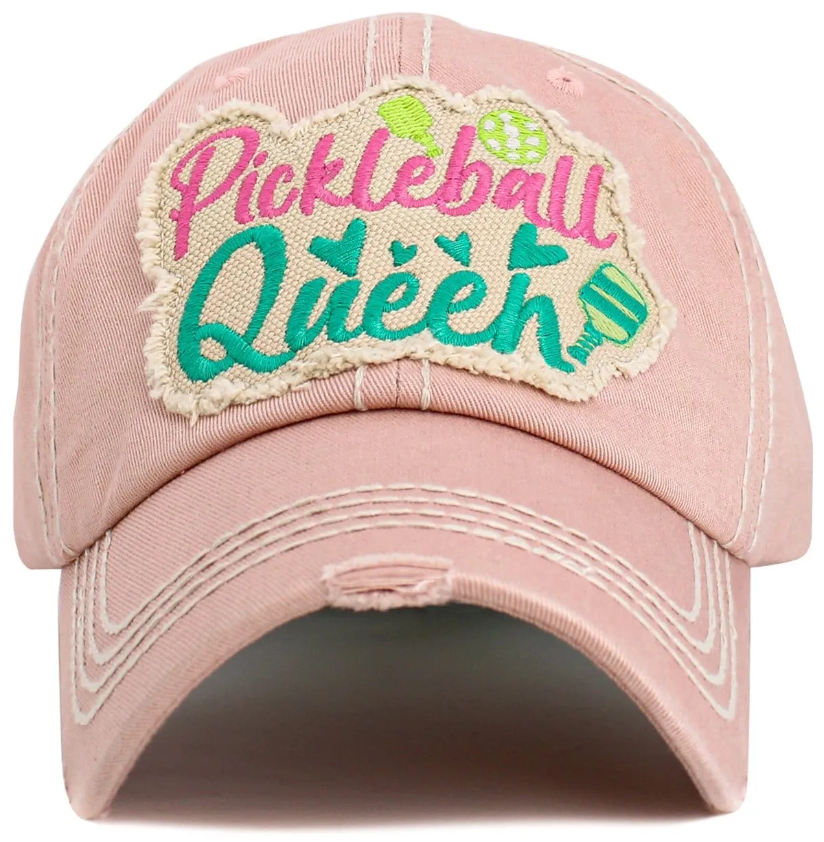 KBV1602 "Pickleball Queen" Vintage Washed Baseball Cap