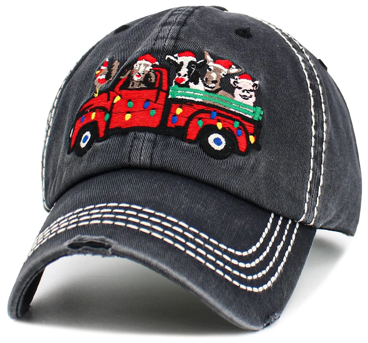 KBV1613 Christmas Animal Farm Truck Baseball Cap