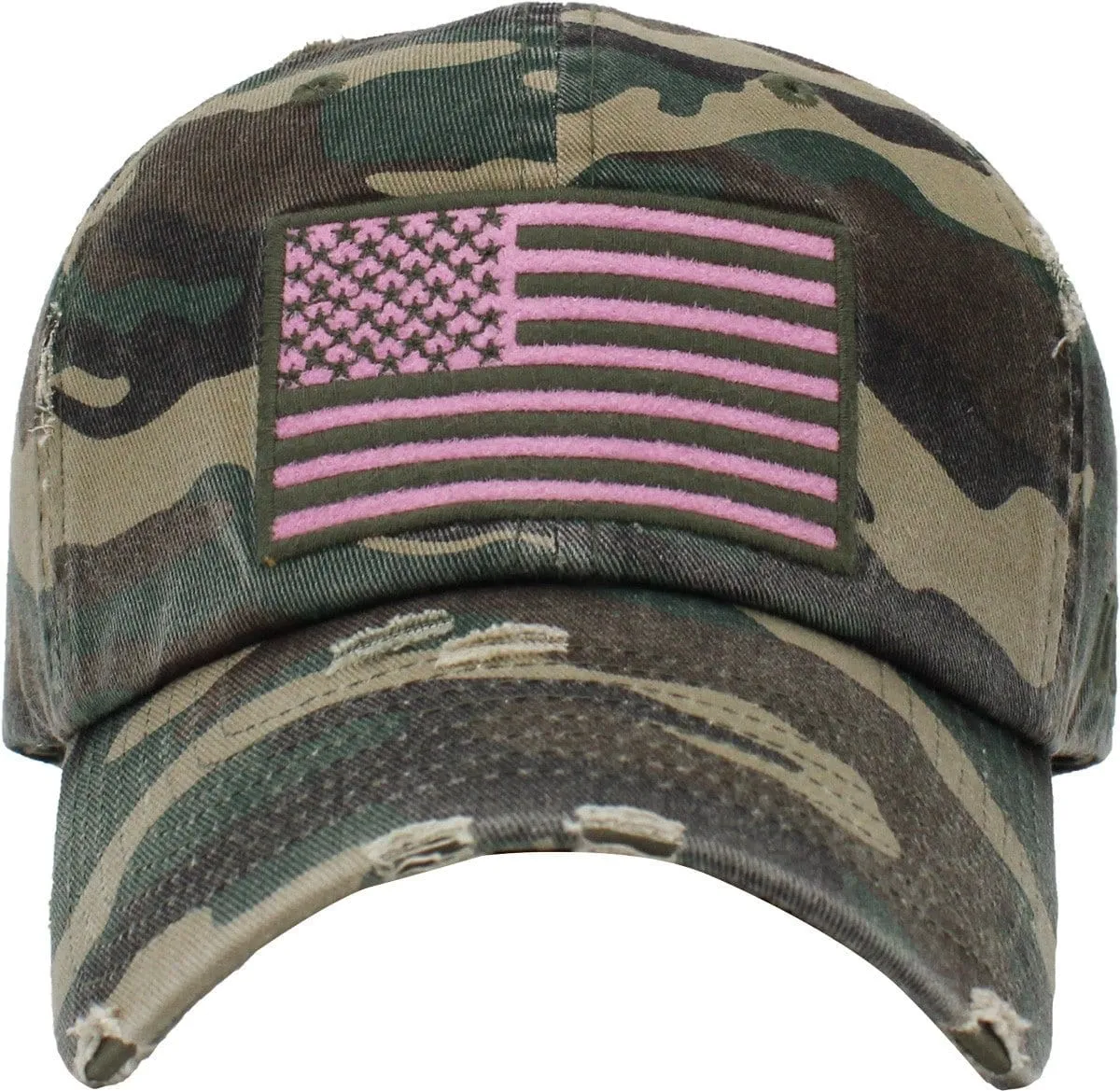 KBVT209 American Flag Washed Vintage Distressed Baseball Cap