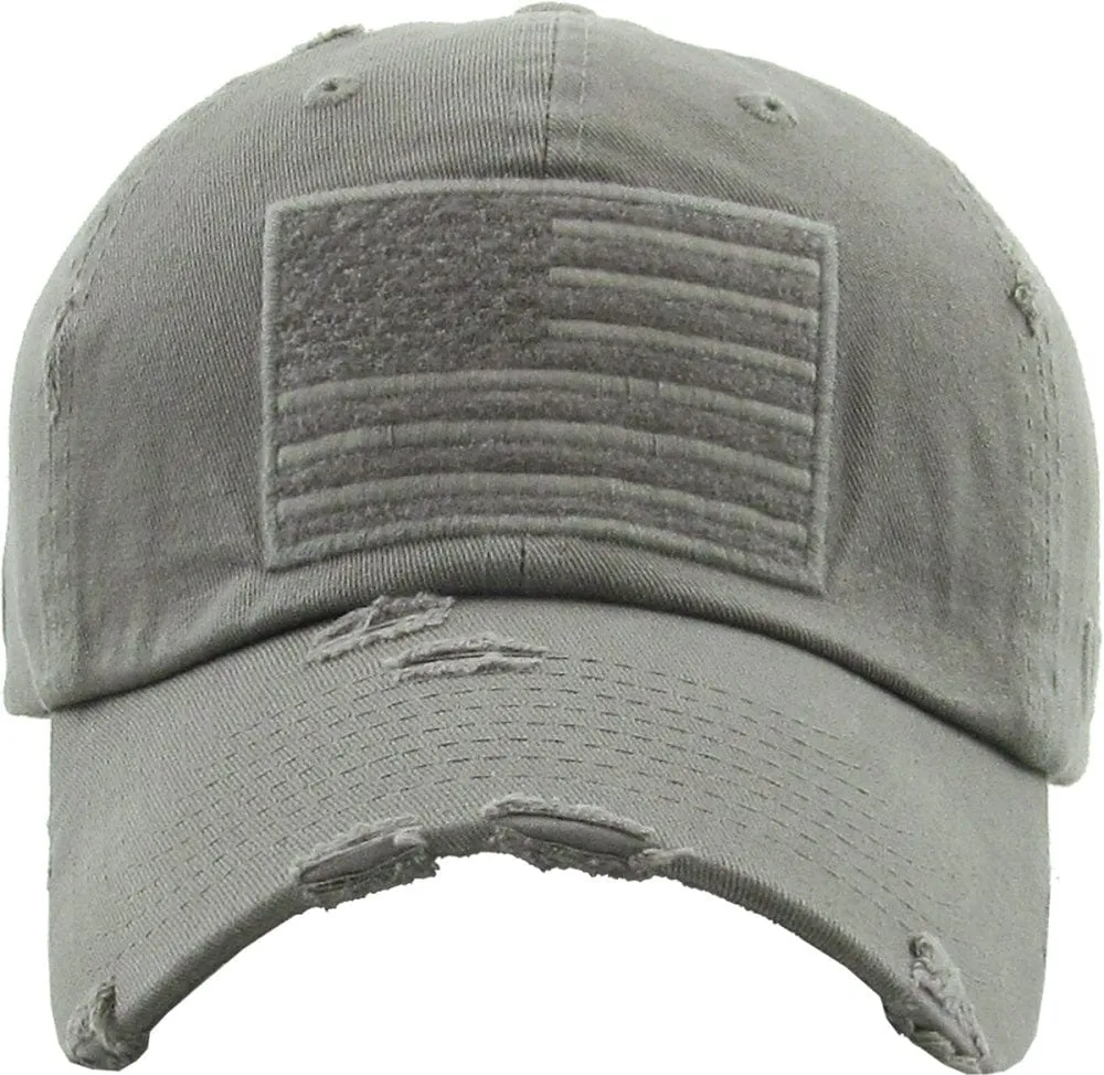 KBVT209 American Flag Washed Vintage Distressed Baseball Cap