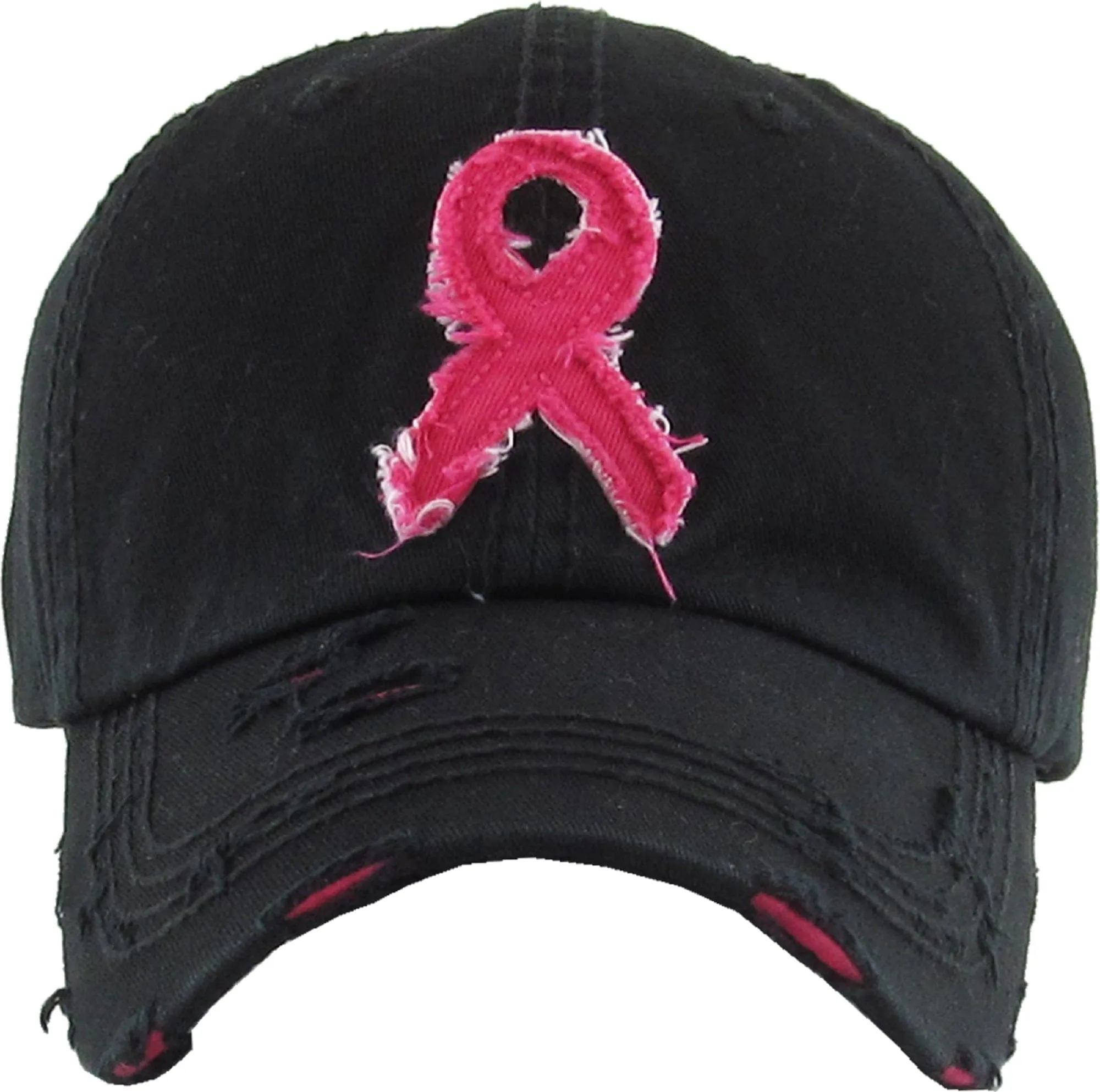 KBVT212 Breast Cancer Ribbon Vintage Washed Baseball Cap