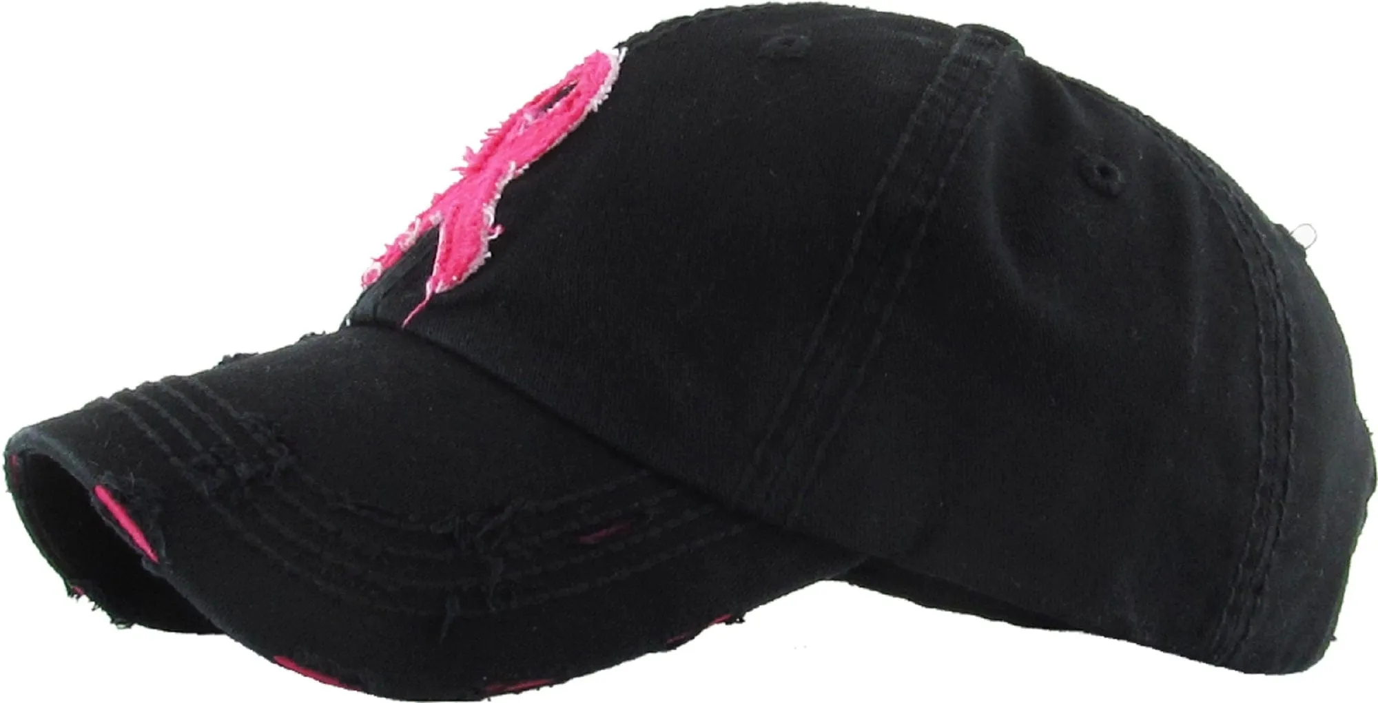 KBVT212 Breast Cancer Ribbon Vintage Washed Baseball Cap