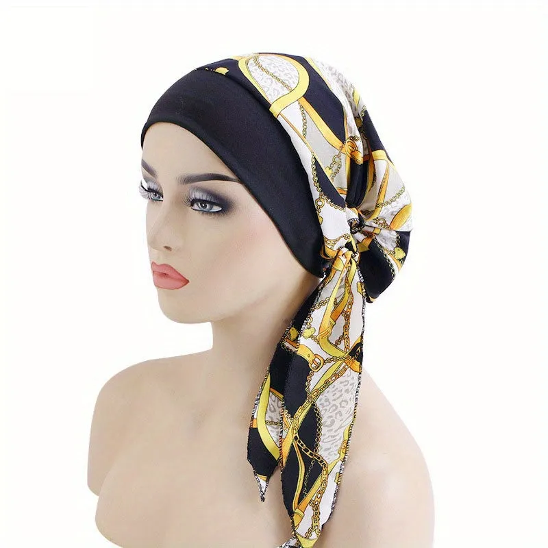 Lace Up Chemo Hat Stylish Paisley Headscarf  Turban Cap