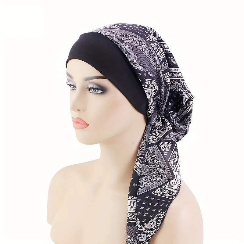 Lace Up Chemo Hat Stylish Paisley Headscarf  Turban Cap