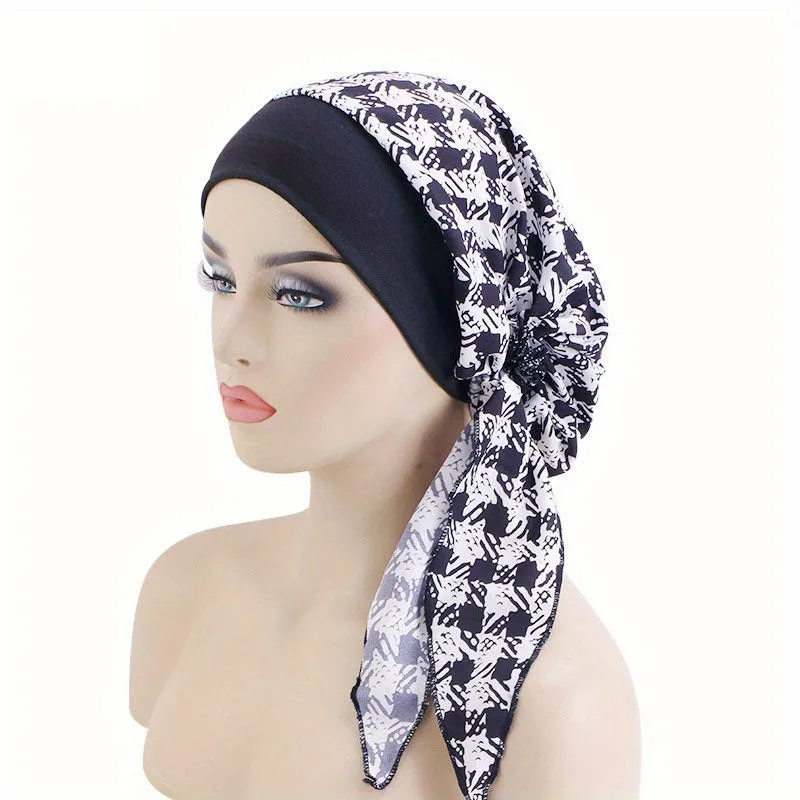 Lace Up Chemo Hat Stylish Paisley Headscarf  Turban Cap