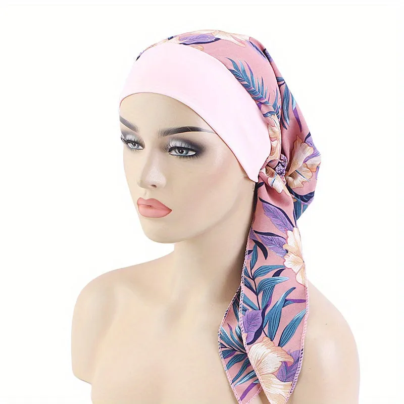 Lace Up Chemo Hat Stylish Paisley Headscarf  Turban Cap