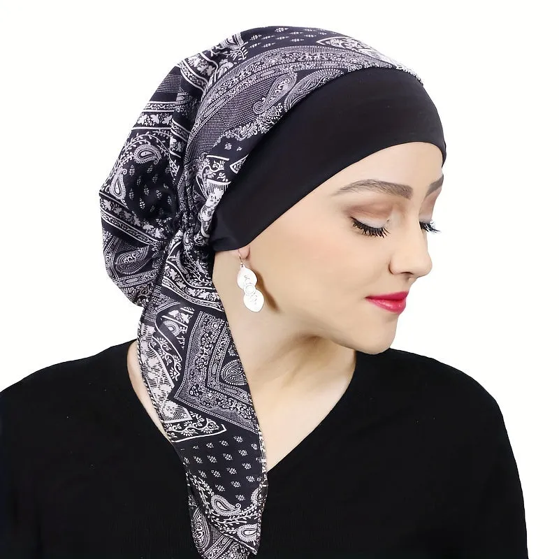 Lace Up Chemo Hat Stylish Paisley Headscarf  Turban Cap