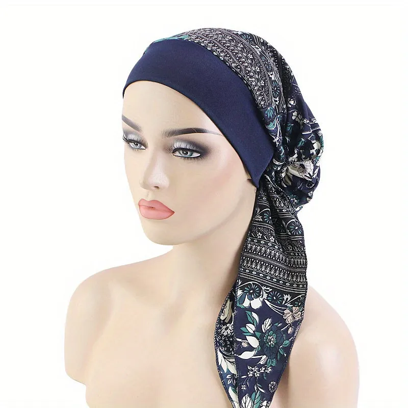 Lace Up Chemo Hat Stylish Paisley Headscarf  Turban Cap