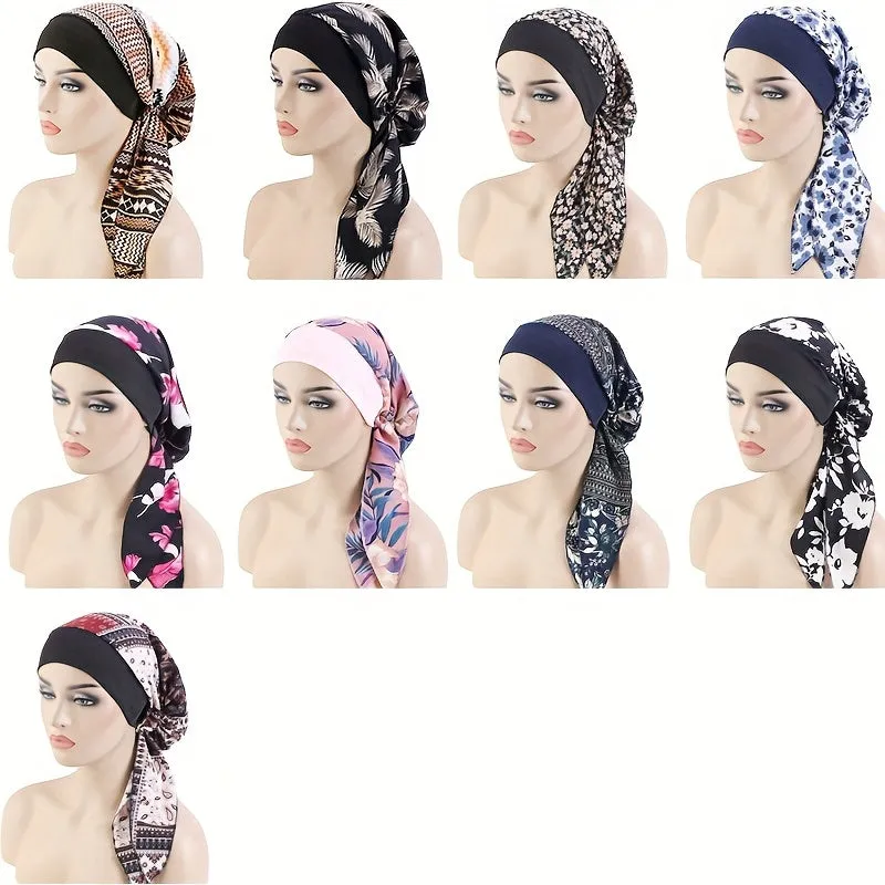 Lace Up Chemo Hat Stylish Paisley Headscarf  Turban Cap