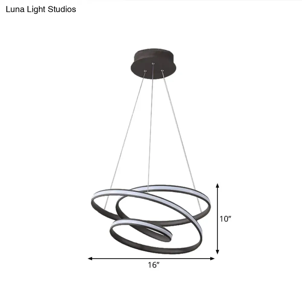 LED Pendant Chandelier: Sleek Acrylic Kitchen Ceiling Lamp in Black, with Adjustable Light Color