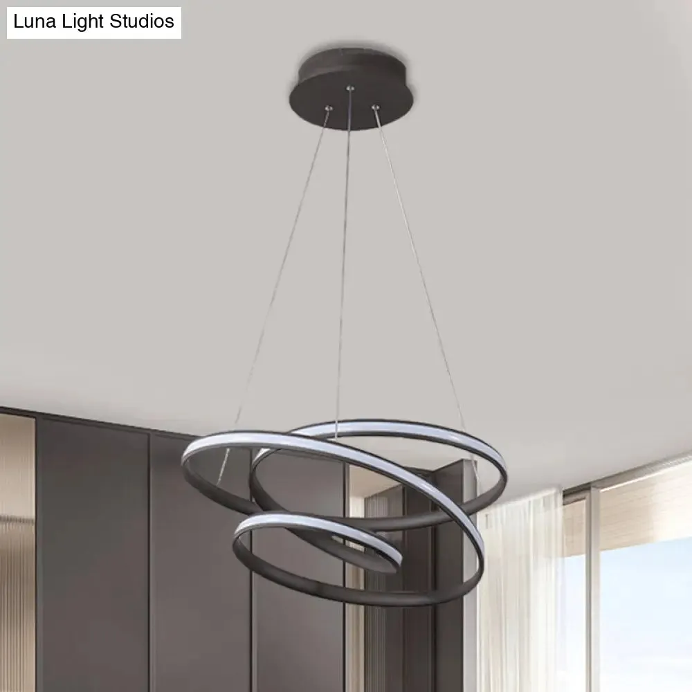 LED Pendant Chandelier: Sleek Acrylic Kitchen Ceiling Lamp in Black, with Adjustable Light Color