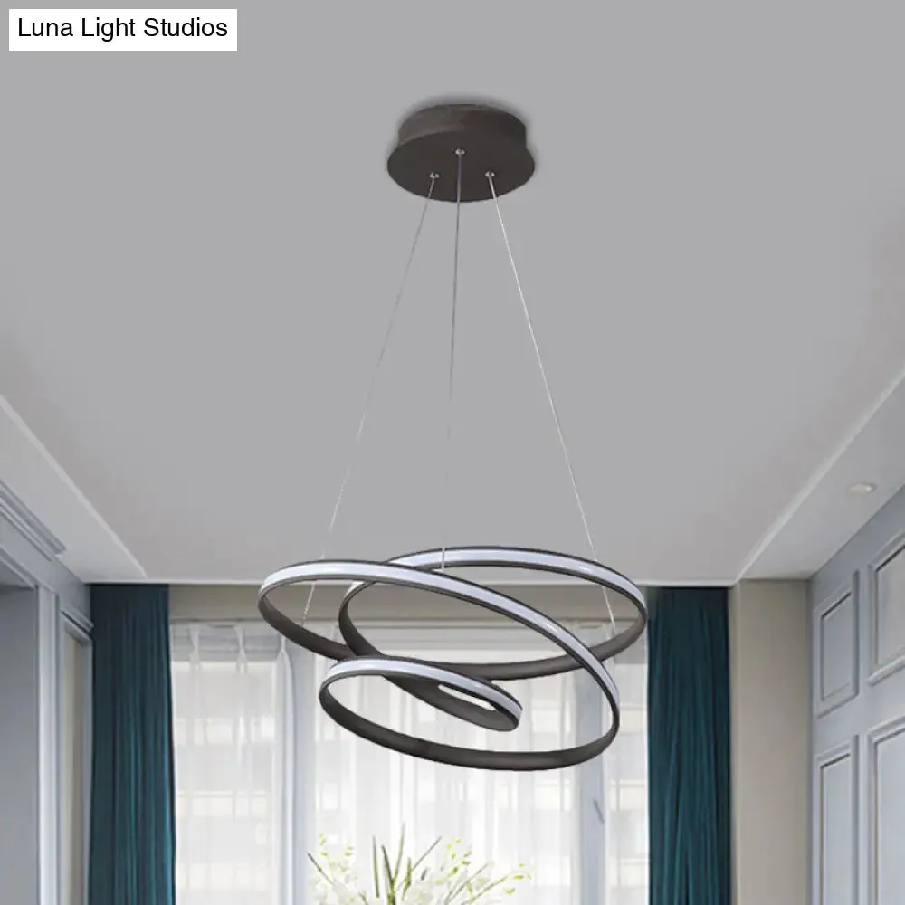 LED Pendant Chandelier: Sleek Acrylic Kitchen Ceiling Lamp in Black, with Adjustable Light Color