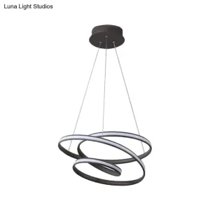 LED Pendant Chandelier: Sleek Acrylic Kitchen Ceiling Lamp in Black, with Adjustable Light Color