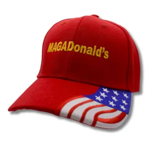 MAGADonald's Custom Embroidered Hat w/ Flag Bill