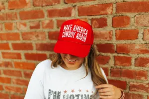 Make America Cowboy Again Red Trucker Hat