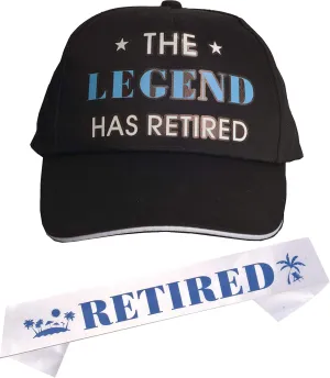 Male Retirement Gifts, Officially Retired Sash And Hat Baseball Cap Blue,Retirement Sash