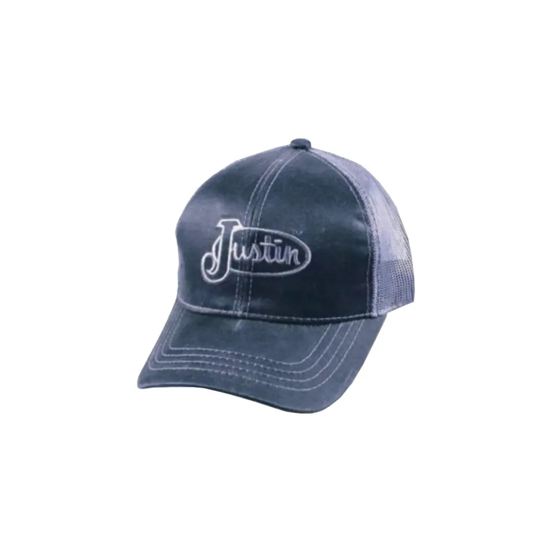 Milano Hats Denim Black Mesh Embroidered Justin Cap