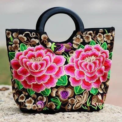 National Style Embroidery Double-Sided Embroidery Portable Versatile Bag