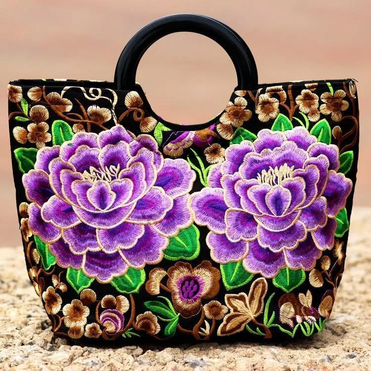 National Style Embroidery Double-Sided Embroidery Portable Versatile Bag