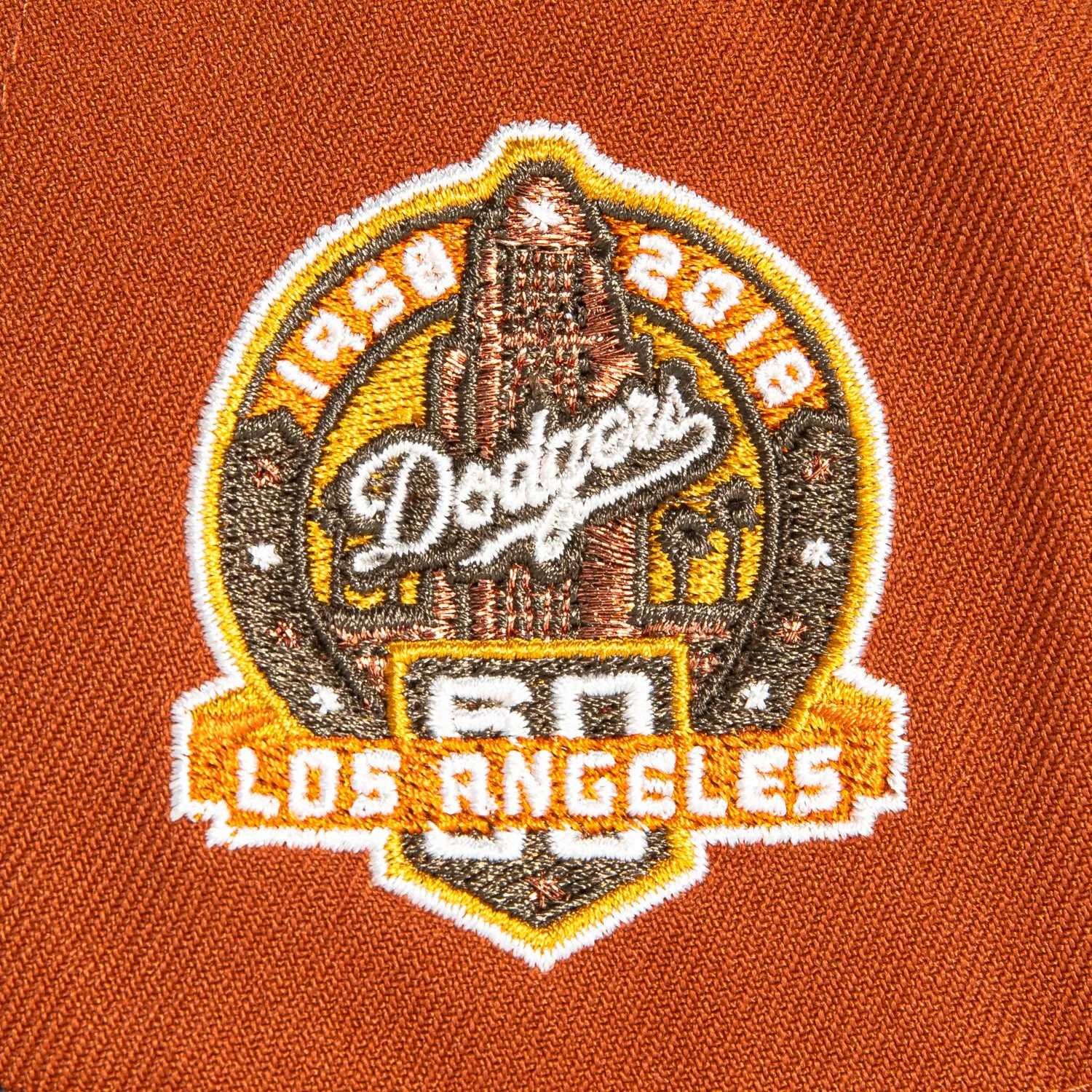 New Era 9Forty A-Frame Campfire Pack Los Angeles Dodgers 60th Anniversary Patch Snapback Hat - Burnt Orange, Brown