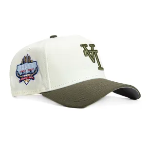 New Era 9Forty A-Frame Los Angeles Dodgers 40th Anniversary Stadium Patch Snapback Upside Down Hat - White, Olive