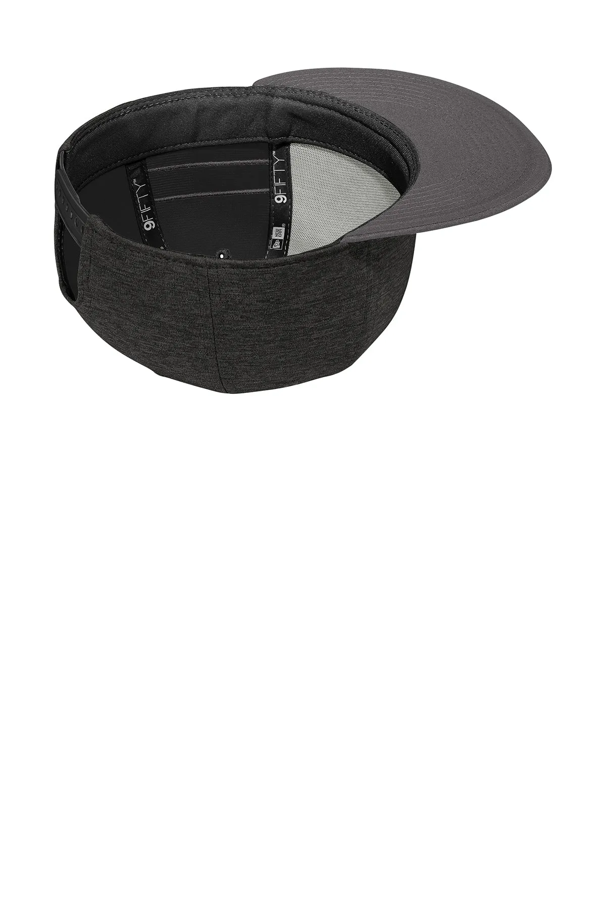 New Era Striped Flat Bill Snapback Custom Caps, Black Shadow Heather/ Graphite