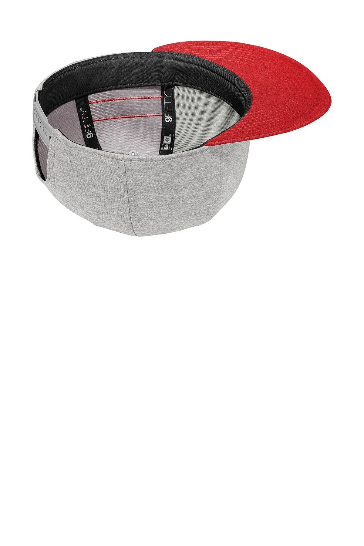 New Era Striped Flat Bill Snapback Custom Caps, Shadow Heather/ Scarlet