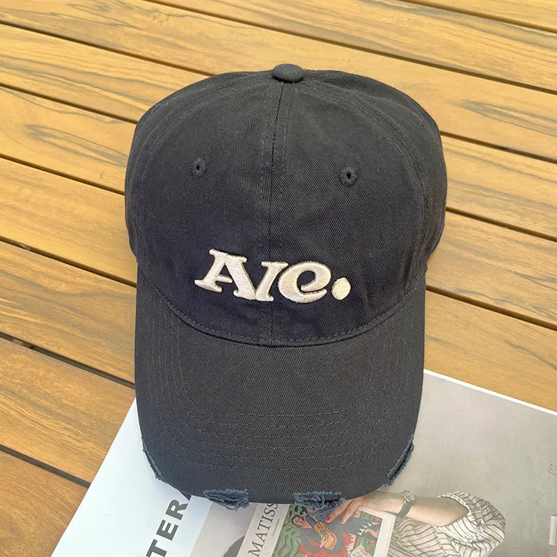 Niche Fashion Soft Top Embroidered Letters Baseball Cap Couple Face Revealing Small Versatile Casual Peaked Cap