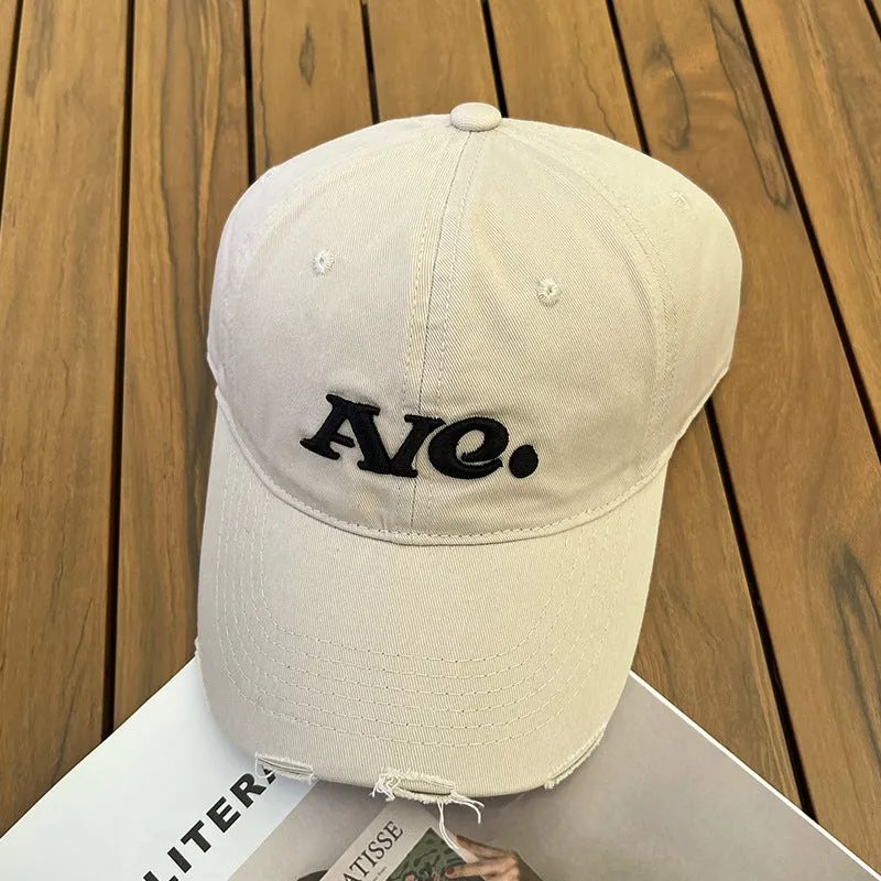 Niche Fashion Soft Top Embroidered Letters Baseball Cap Couple Face Revealing Small Versatile Casual Peaked Cap