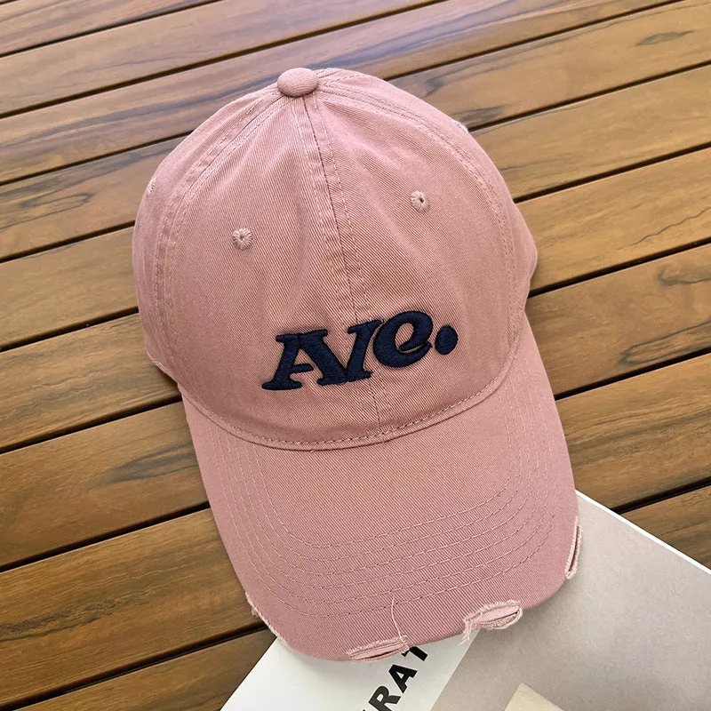 Niche Fashion Soft Top Embroidered Letters Baseball Cap Couple Face Revealing Small Versatile Casual Peaked Cap