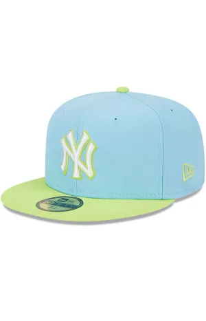 NY Yankees Stylish Fitted Cap - Powder Blue & Cyber Green