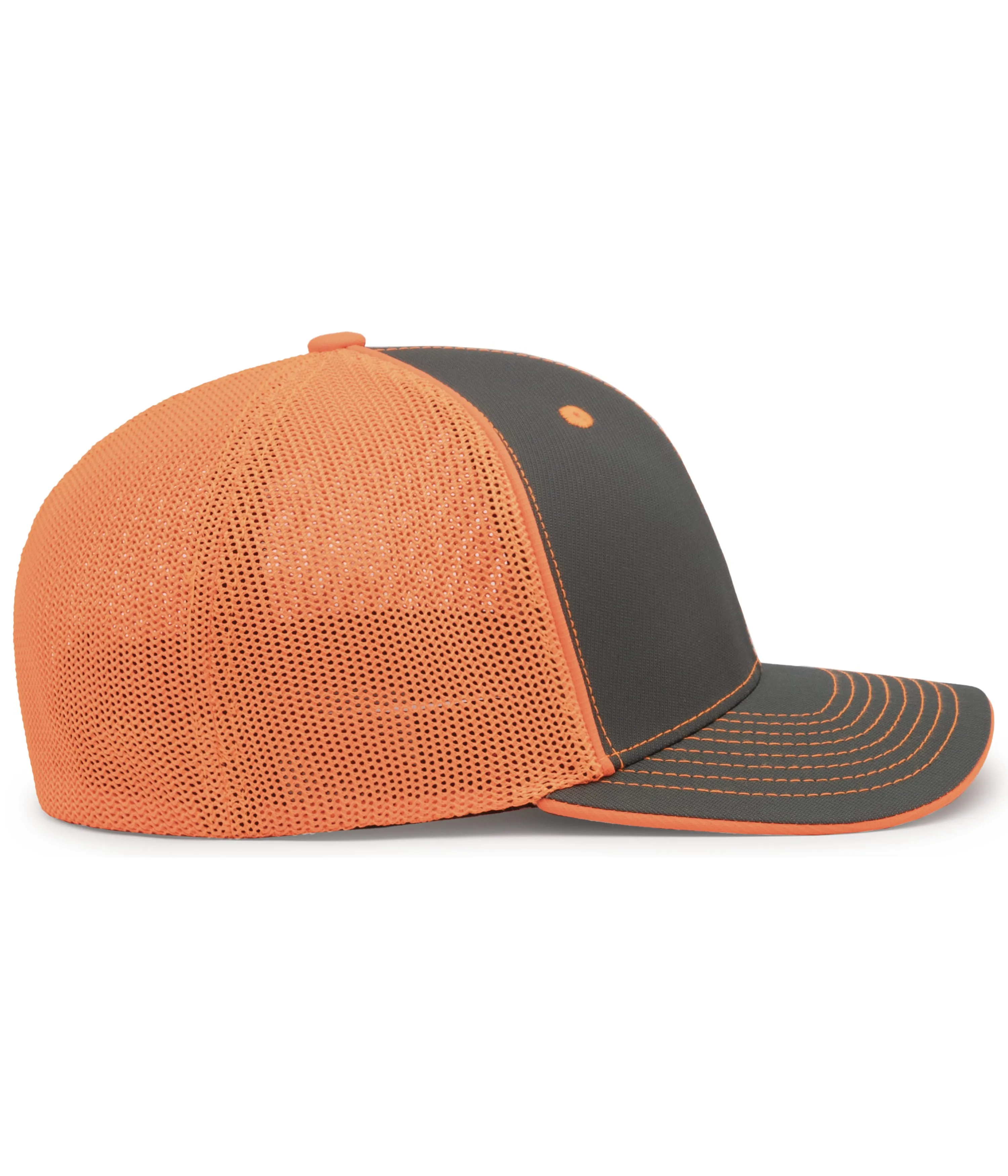 Pacific Headwear Trucker PacFlex Cap - Graphite/Neon Orange/Graphite