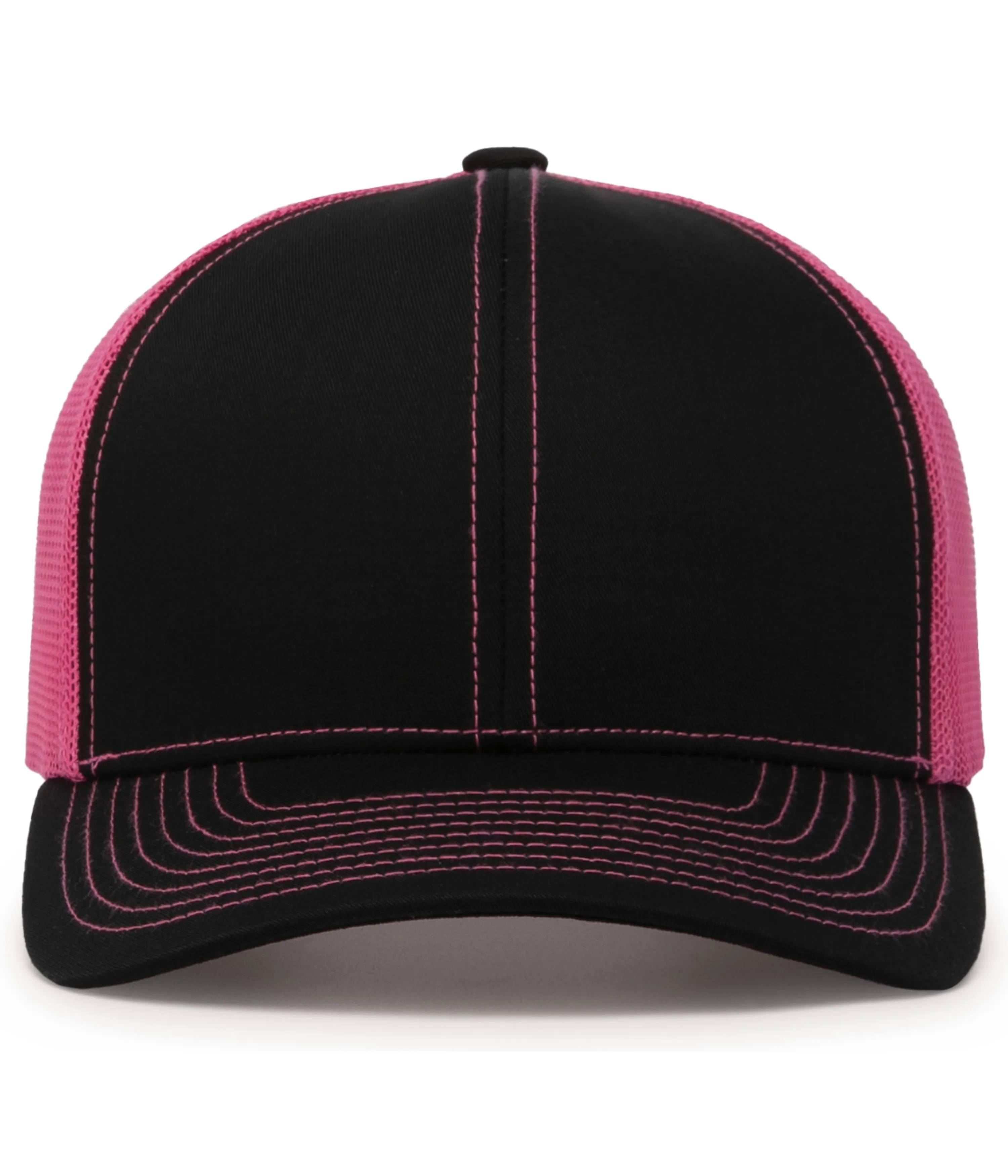 Pacific Headwear Trucker Snapback Cap - Black/Pink/Black