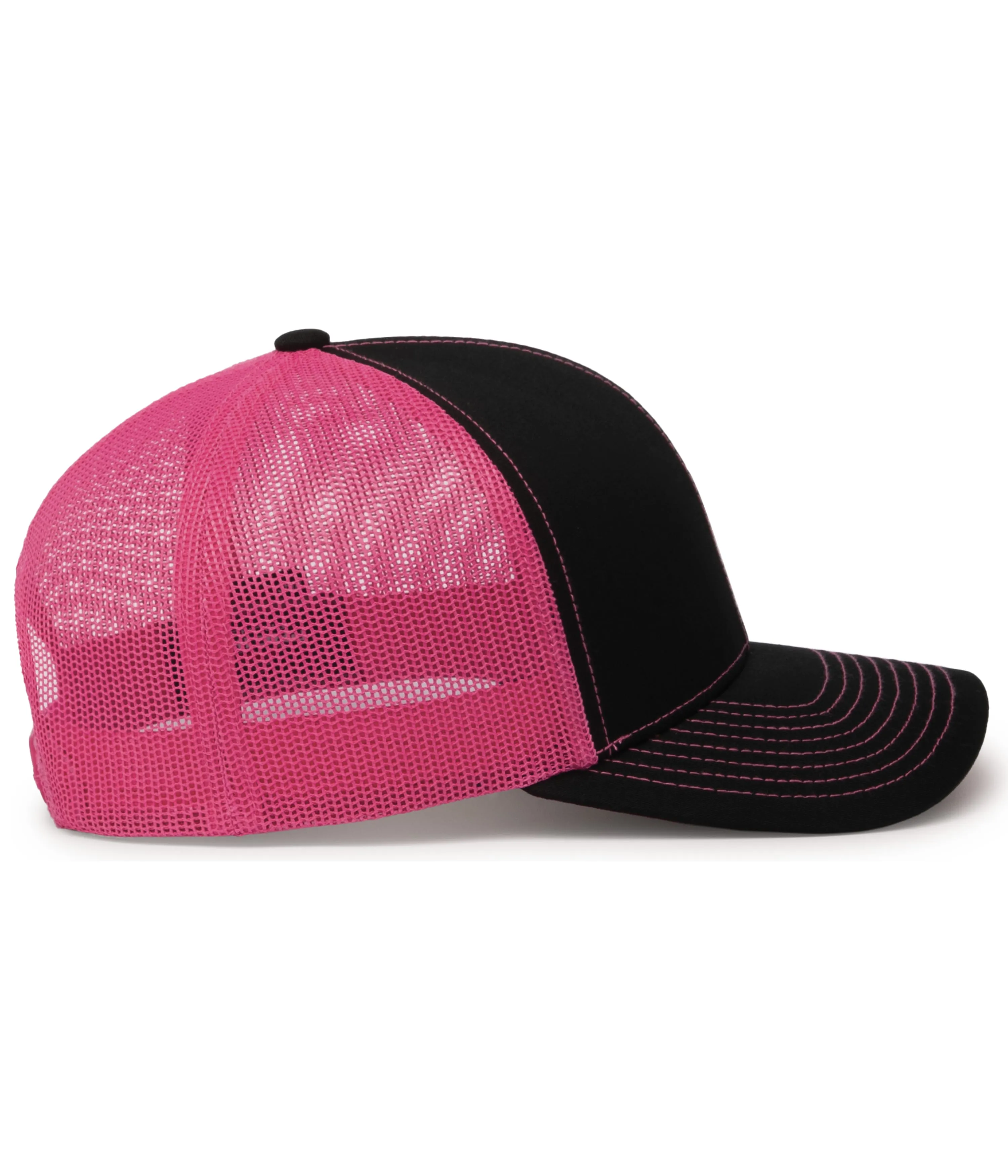 Pacific Headwear Trucker Snapback Cap - Black/Pink/Black