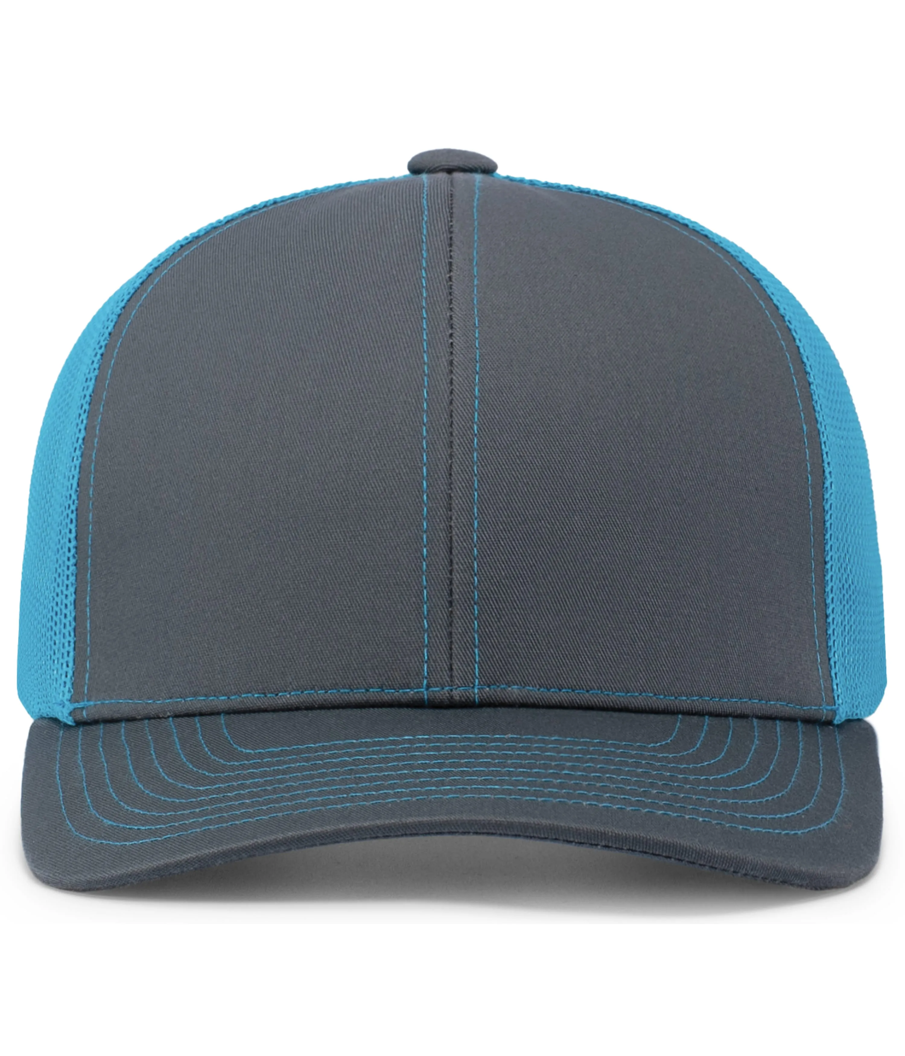 Pacific Headwear Trucker Snapback Cap - Graphite/Neon Blue/Graphite