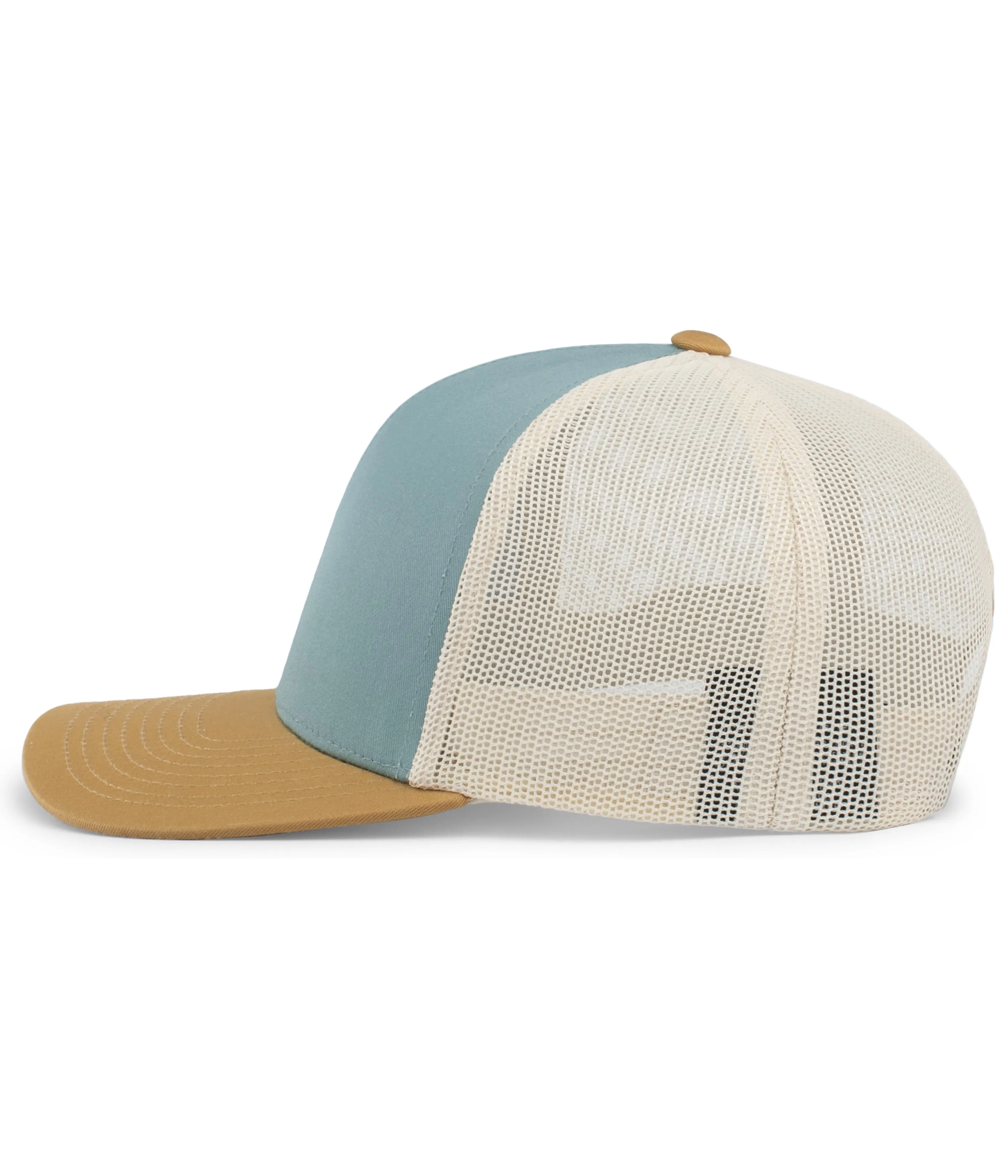 Pacific Headwear Trucker Snapback Cap - Smoke Blue/Beige/Amber Gold