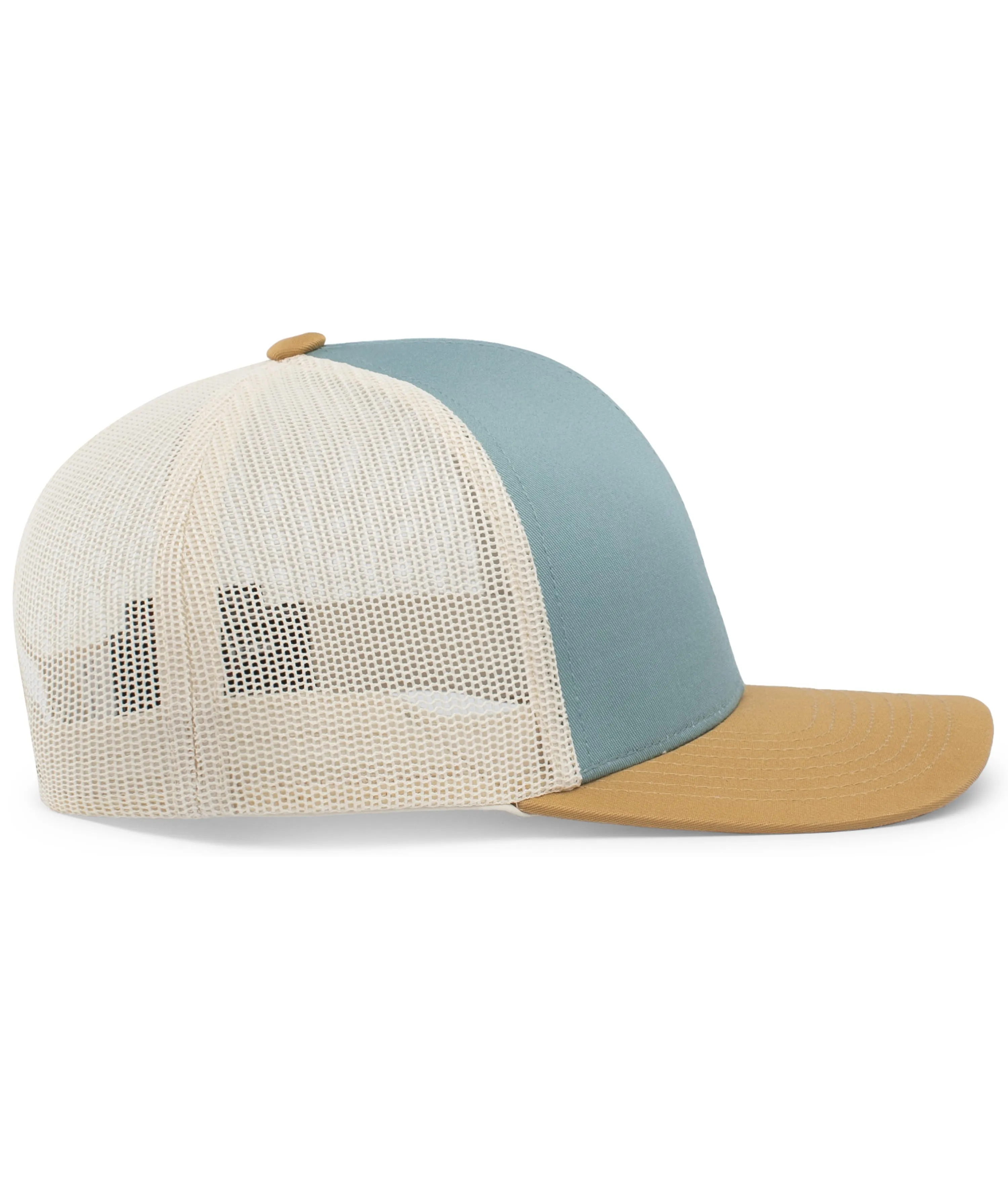 Pacific Headwear Trucker Snapback Cap - Smoke Blue/Beige/Amber Gold