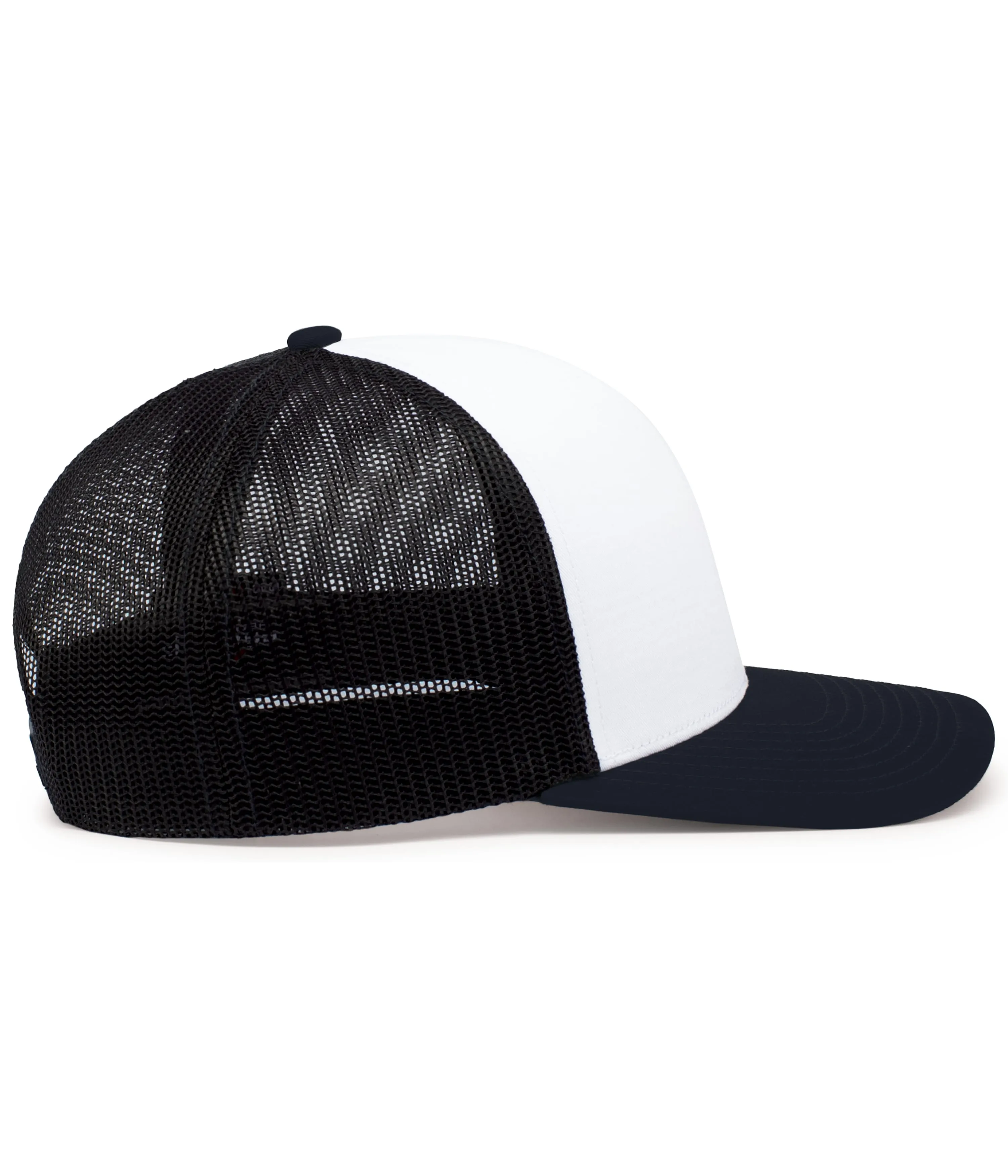 Pacific Headwear Trucker Snapback Cap - White/Navy