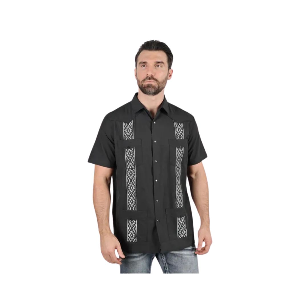 Platini Men's Modern Guayabera Charcoal Shirt