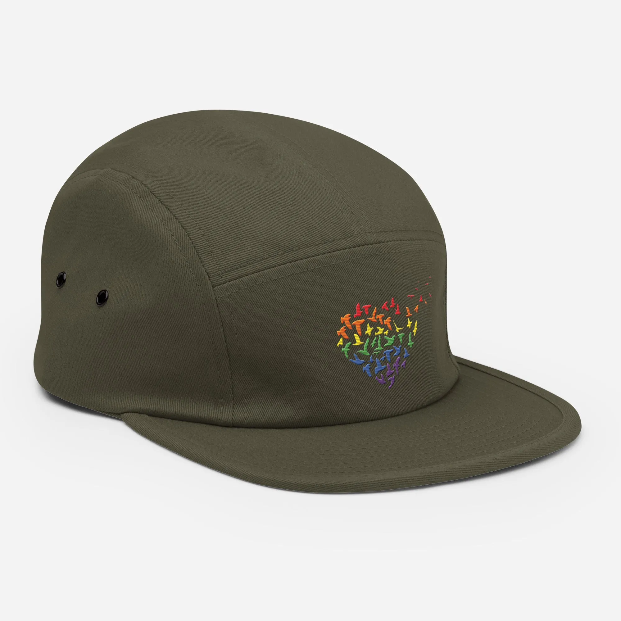 Rainbow Love Birds Five Panel Cap