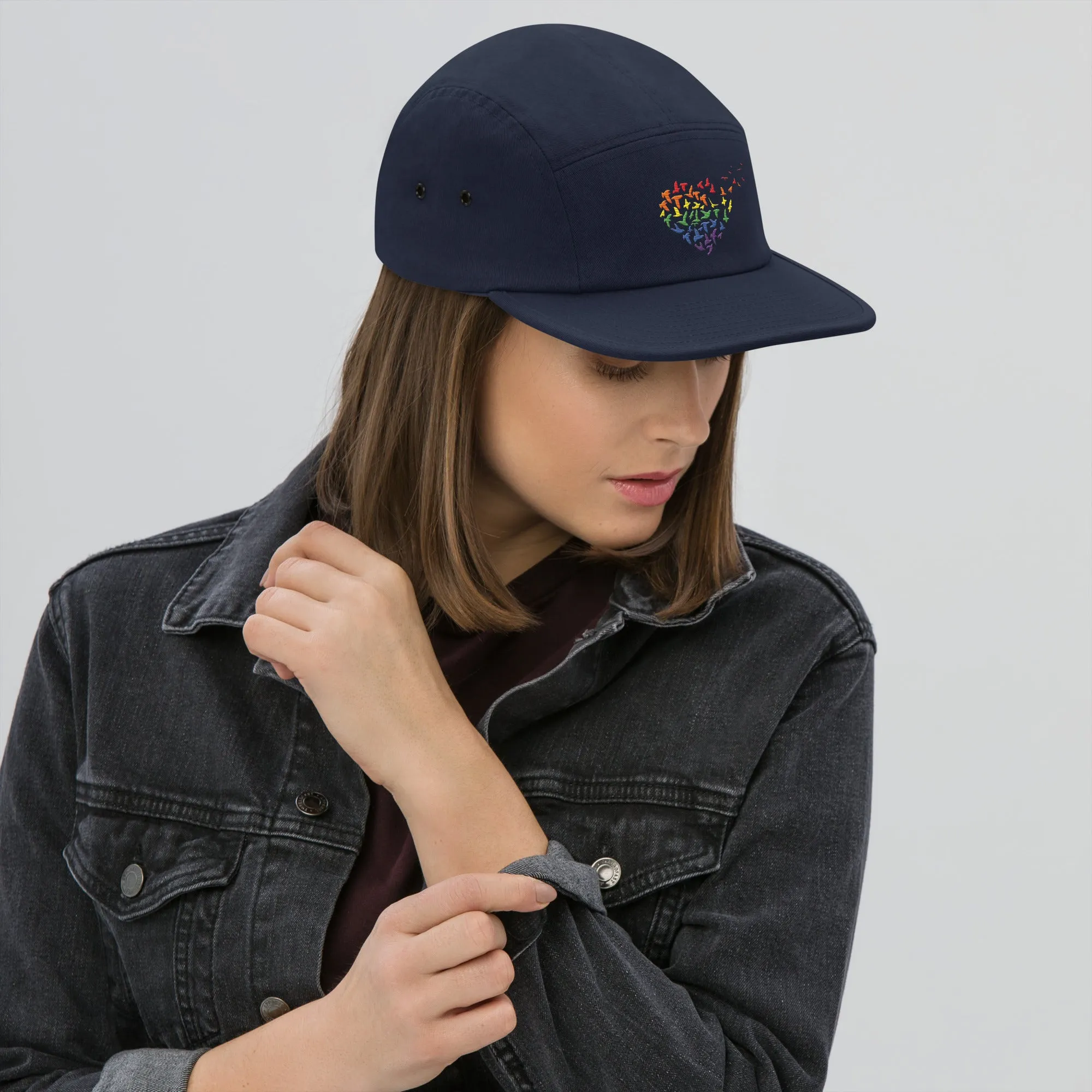 Rainbow Love Birds Five Panel Cap