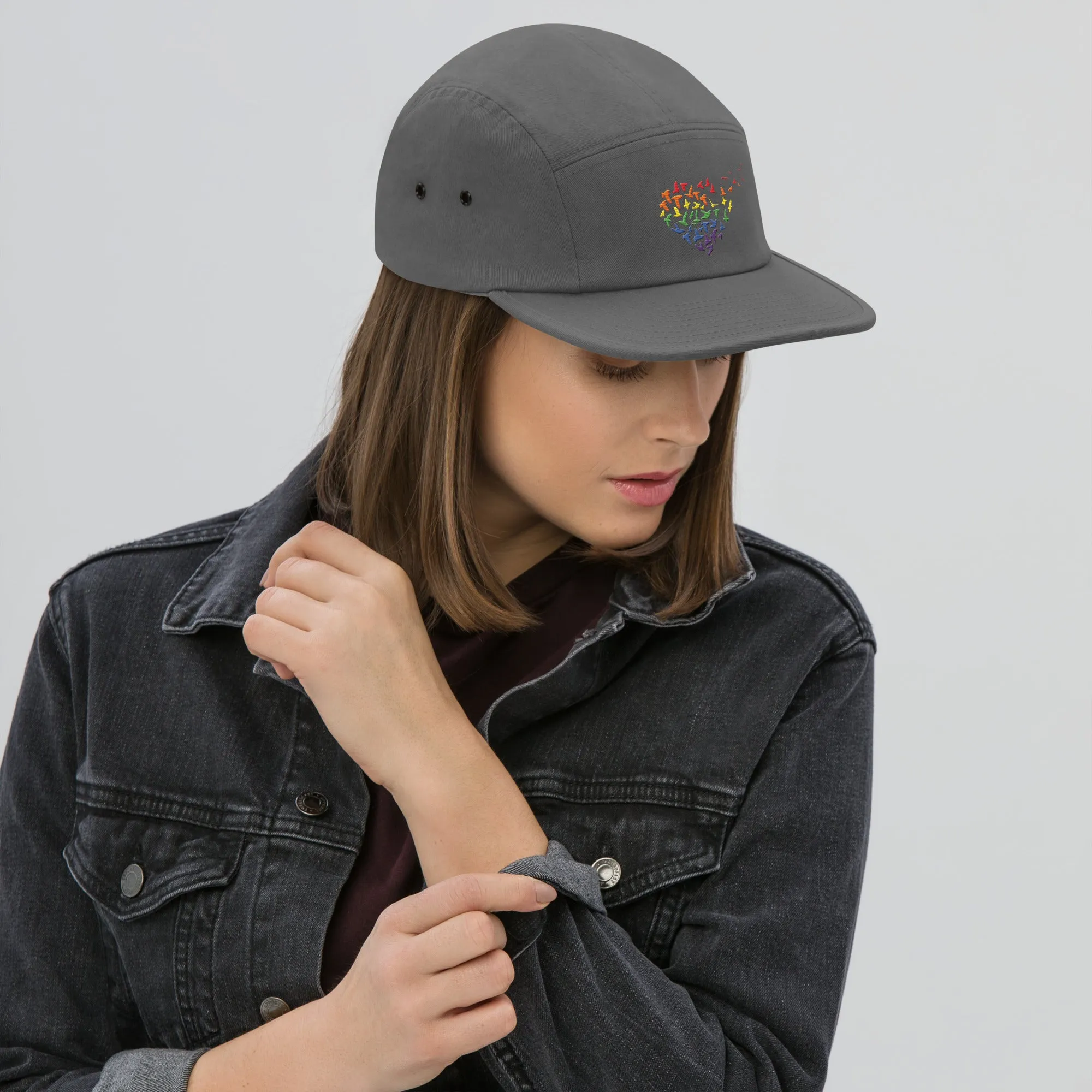 Rainbow Love Birds Five Panel Cap