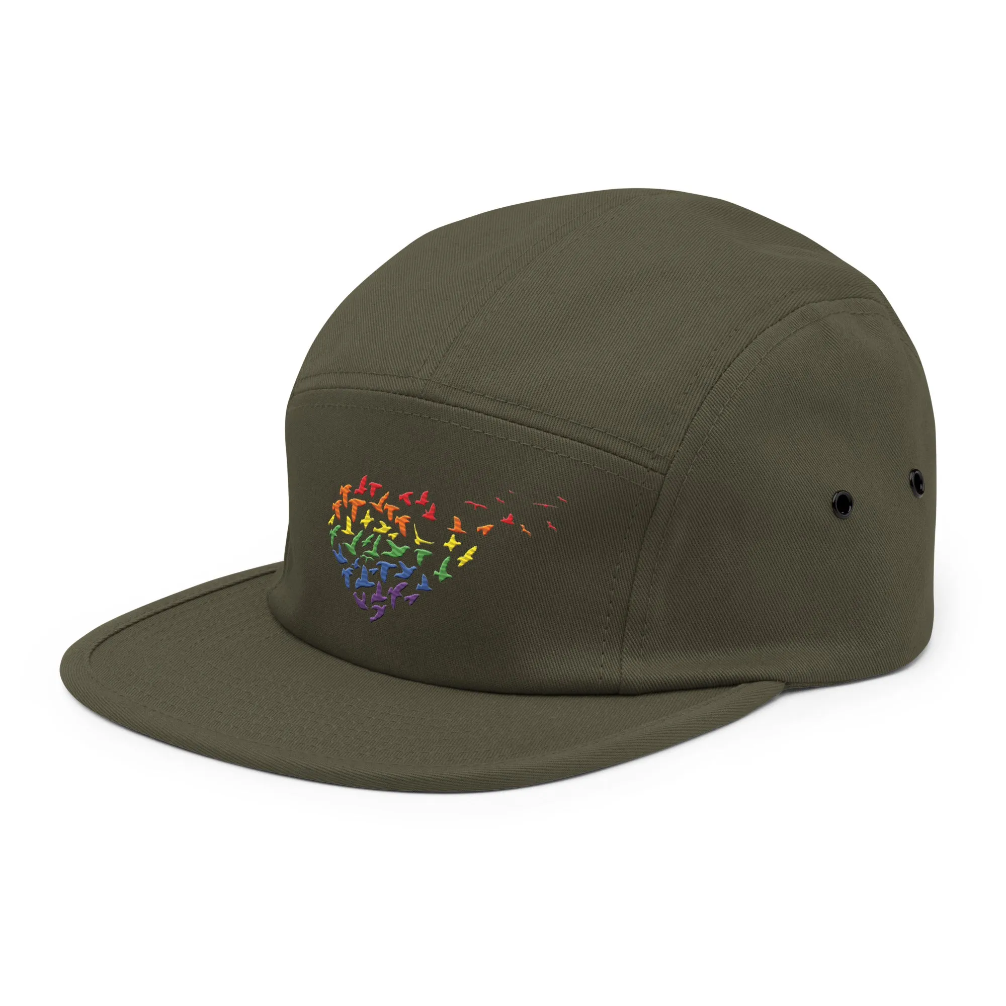 Rainbow Love Birds Five Panel Cap