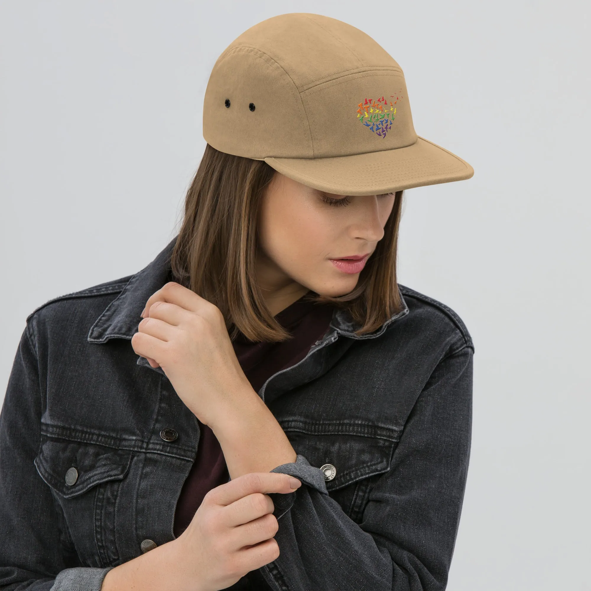 Rainbow Love Birds Five Panel Cap