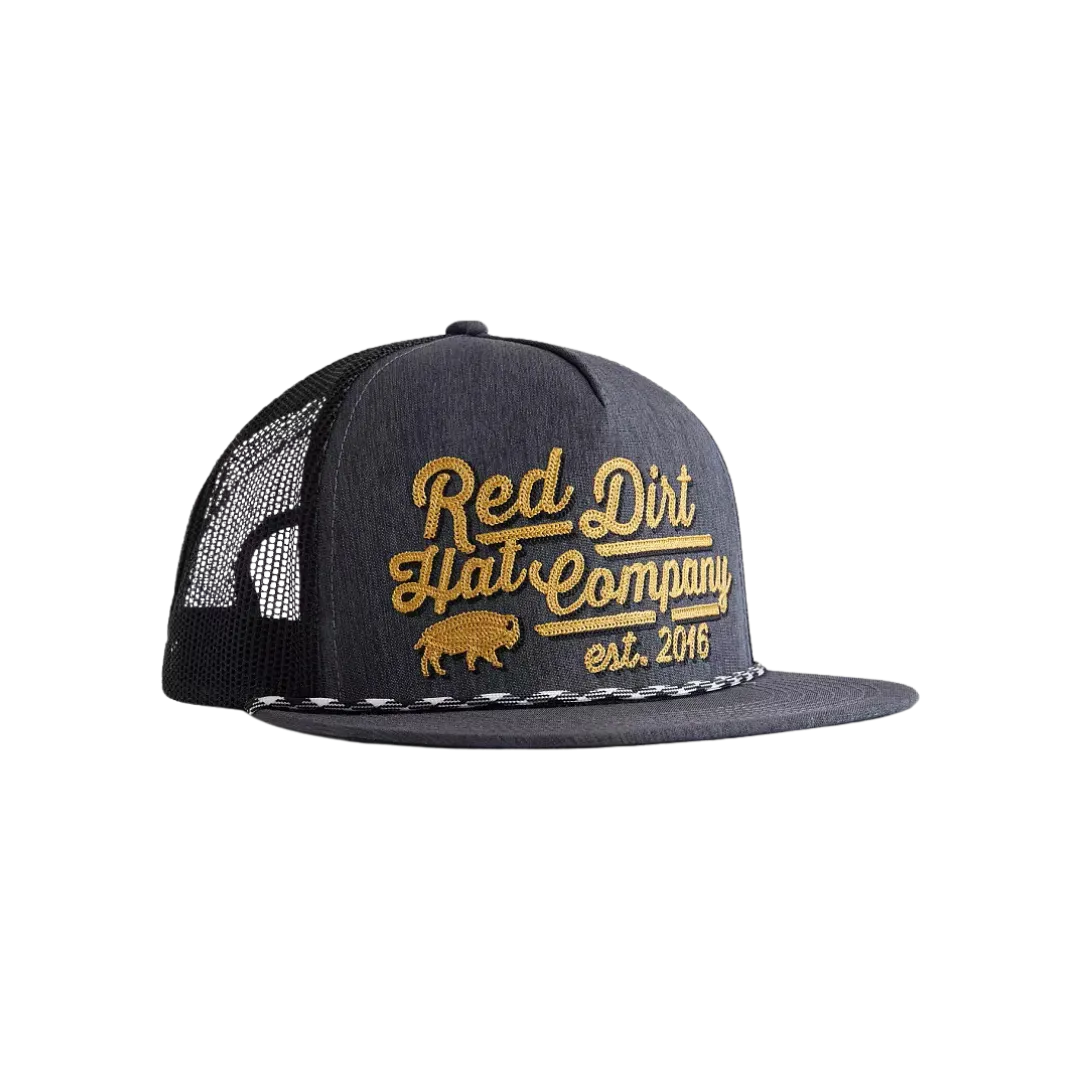 Red Dirt Hat Men's Gold Digger Trucker Heather Charcoal Black Cap